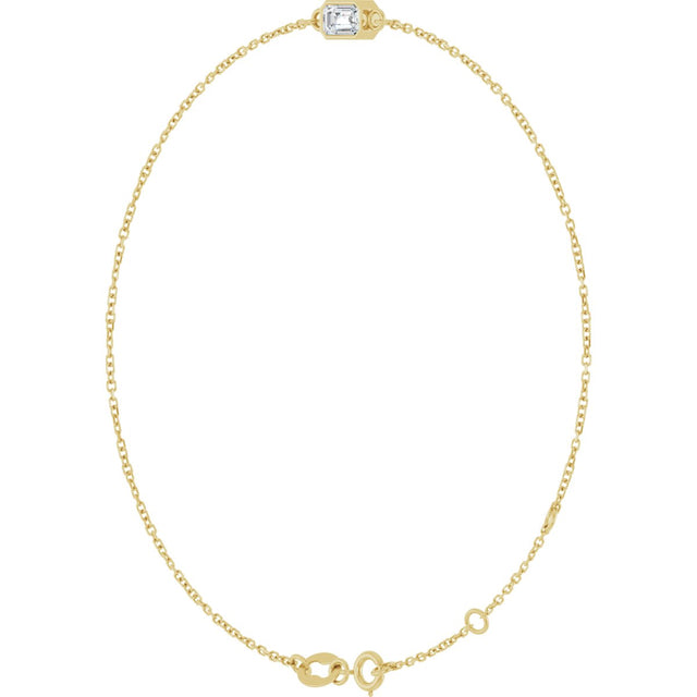 14K Gold Round Lab-Grown Diamond Bezel-Set Link Bracelet - Yellow Gold - view 2