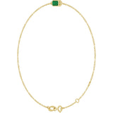 14K Gold Round Lab-Grown Emerald Bezel-Set Link Bracelet - Yellow Gold - view 2