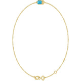 14K Gold Round Natural Aquamarine Bezel-Set Link Bracelet - Yellow Gold - view 2