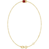 14K Gold Round Lab-Grown Ruby Bezel-Set Link Bracelet - Yellow Gold - view 2