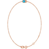 14K Gold Round Natural Aquamarine Bezel-Set Link Bracelet - Rose Gold - view 2