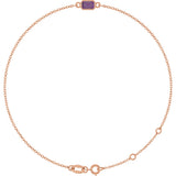 14K Gold Round Lab-Grown Alexandrite Bezel-Set Link Bracelet - Rose Gold