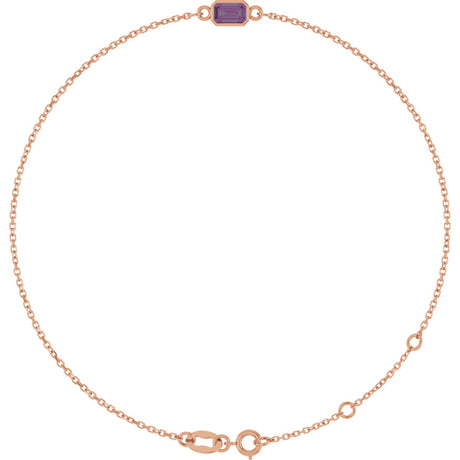 14K Gold Round Lab-Grown Alexandrite Bezel-Set Link Bracelet - Rose Gold
