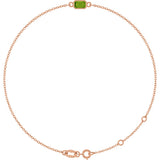 14K Gold Round Natural Peridot Bezel-Set Link Bracelet - Rose Gold