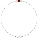 14K Gold Round Natural Mozambique Garnet Bezel-Set Link Bracelet - White Gold