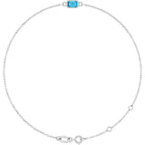 14K Gold Round Natural Aquamarine Bezel-Set Link Bracelet - White Gold