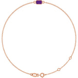 14K Gold Round Natural Amethyst Bezel-Set Link Bracelet - Rose Gold
