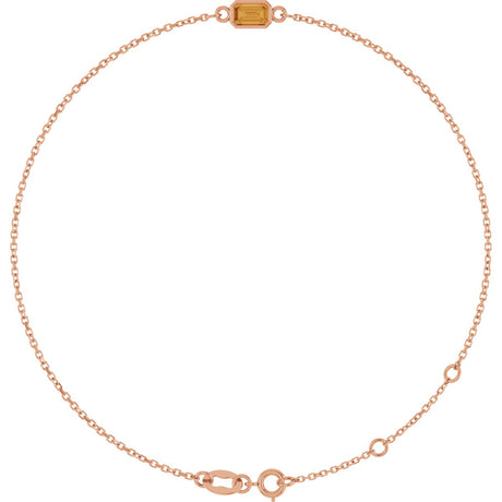 14K Gold Round Natural Citrine Bezel-Set Link Bracelet - Rose Gold