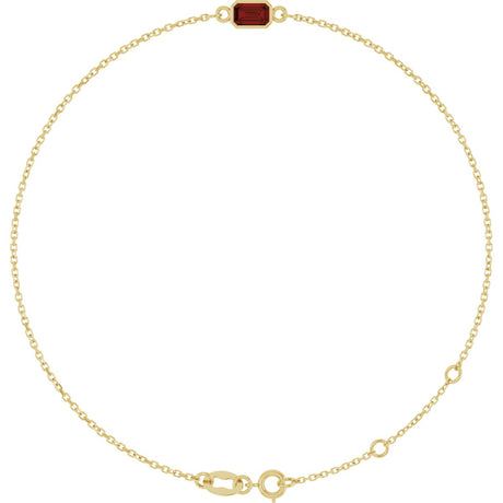 14K Gold Round Natural Mozambique Garnet Bezel-Set Link Bracelet - Yellow Gold