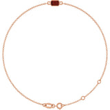 14K Gold Round Natural Mozambique Garnet Bezel-Set Link Bracelet - Rose Gold