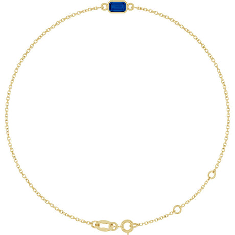 14K Gold Round Natural Blue Sapphire Bezel-Set Link Bracelet - Yellow Gold