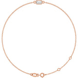 14K Gold Round Natural White Sapphire Bezel-Set Link Bracelet - Rose Gold