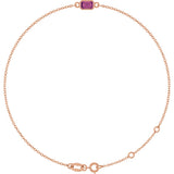 14K Gold Round Natural Pink Tourmaline Bezel-Set Link Bracelet - Rose Gold