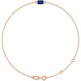 14K Gold Round Natural Blue Sapphire Bezel-Set Link Bracelet - Rose Gold