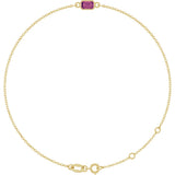 14K Gold Round Natural Pink Tourmaline Bezel-Set Link Bracelet - Yellow Gold