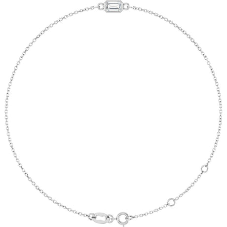 14K Gold Round Lab-Grown Diamond Bezel-Set Link Bracelet - White Gold