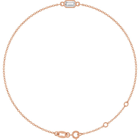 14K Gold Round Natural Diamond Bezel-Set Link Bracelet – 8.7x4.8mm - Rose Gold
