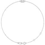 14K Gold Round Natural White Sapphire Bezel-Set Link Bracelet - White Gold