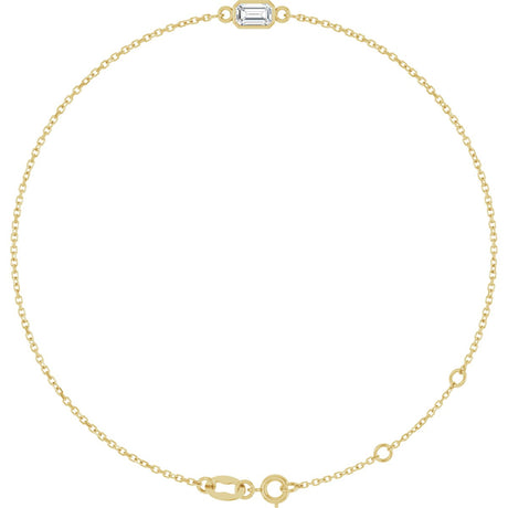 14K Gold Round Natural White Sapphire Bezel-Set Link Bracelet - Yellow Gold
