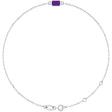 14K Gold Round Natural Amethyst Bezel-Set Link Bracelet - White Gold