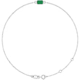14K Gold Round Natural Emerald Bezel-Set Link Bracelet - White Gold