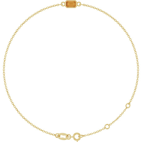 14K Gold Round Natural Citrine Bezel-Set Link Bracelet - Yellow Gold