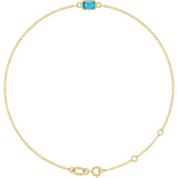 14K Gold Round Natural Aquamarine Bezel-Set Link Bracelet - Yellow Gold