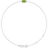 14K Gold Round Natural Peridot Bezel-Set Link Bracelet - White Gold