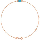 14K Gold Round Natural Blue Zircon Bezel-Set Link Bracelet - Rose Gold