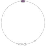 14K Gold Round Lab-Grown Alexandrite Bezel-Set Link Bracelet - White Gold