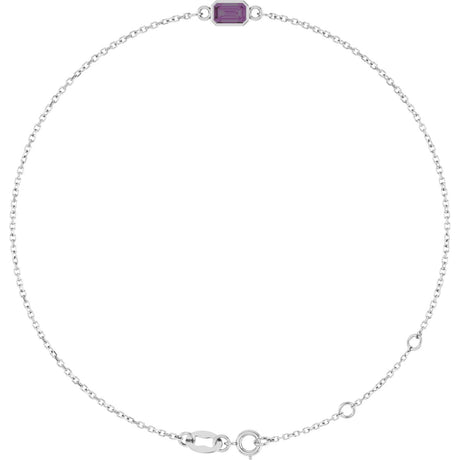 14K Gold Round Lab-Grown Alexandrite Bezel-Set Link Bracelet - White Gold
