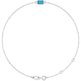 14K Gold Round Natural Blue Zircon Bezel-Set Link Bracelet - White Gold
