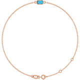 14K Gold Round Natural Aquamarine Bezel-Set Link Bracelet - Rose Gold