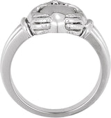 14K Gold Natural Diamond Claddagh Ring – 1 mm Round - White Gold - view 2