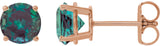 14K Gold Lab-Grown Alexandrite Round 4-Prong Lightweight Stud Earrings - Rose Gold