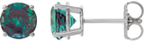 Platinum Lab-Grown Alexandrite Round 4-Prong Lightweight Stud Earrings – 6-8mm Stones
