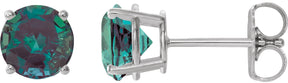 Platinum Lab-Grown Alexandrite Round 4-Prong Lightweight Stud Earrings – 6-8mm Stones