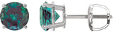 Platinum Lab-Grown Alexandrite Round 4-Prong Lightweight Stud Earrings