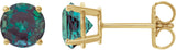 14K Gold Lab-Grown Alexandrite Round 4-Prong Lightweight Stud Earrings - Yellow Gold