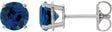 Platinum Lab-Grown Blue Sapphire Round 4-Prong Lightweight Stud Earrings – 6-8mm Stones