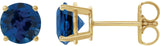 14K Gold Lab-Grown Blue Sapphire Round 4-Prong Lightweight Stud Earrings - Yellow Gold