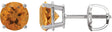 Platinum Natural Citrine Round 4-Prong Lightweight Stud Earrings