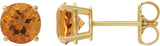 14K Gold Natural Citrine Round 4-Prong Lightweight Stud Earrings - Yellow Gold