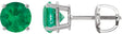 Platinum Lab-Grown Emerald Round 4-Prong Lightweight Stud Earrings