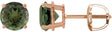 14K Gold Natural Green Tourmaline Round 4-Prong Lightweight Stud Earrings – 6mm Stones - Rose Gold