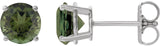 14K Gold Natural Green Tourmaline Round 4-Prong Lightweight Stud Earrings - White Gold