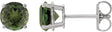Platinum Natural Green Tourmaline Round 4-Prong Lightweight Stud Earrings – 6mm Stones