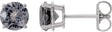 Platinum Natural Gray Spinel Round 4-Prong Lightweight Stud Earrings – 6mm Stones