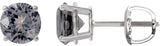 Platinum Natural Gray Spinel Round 4-Prong Lightweight Stud Earrings