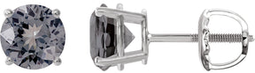 Platinum Natural Gray Spinel Round 4-Prong Lightweight Stud Earrings